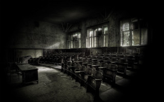 Dark room chairs table window 2 - grim free wallpaper