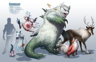 Cartoon animals people gathering fun - a shadow of a man free wallpaper