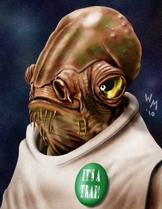 Cartoon character green button white - free sci-fi wallpaper
