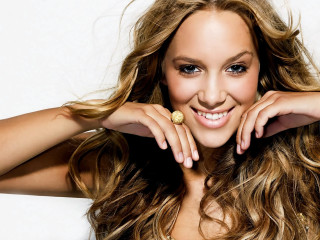 Woman long hair ring smiling - her finger free wallpaper