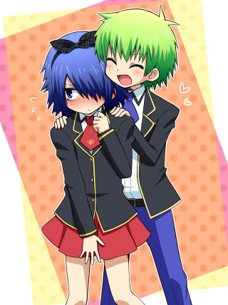 Anime characters hugging arms around 3 - toyism free wallpaper