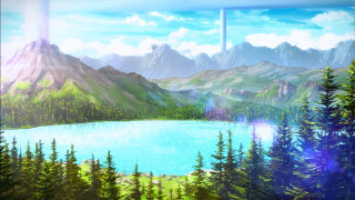 Mountain lake forest rainbow sky - tree and mountains free wallpaper