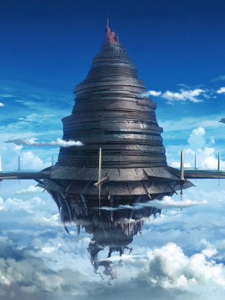 Futuristic city sky clouds plane - a reflection of the sky free wallpaper
