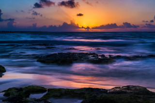 Sunset ocean rocks water clouds 4 - arthur sarkissian free wallpaper
