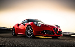 Red sports car parked bridge 2 - brian fies free wallpaper