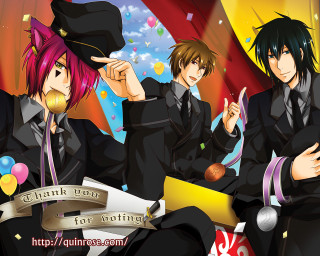 Anime characters stage balloons confetti - a stage free wallpaper