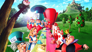 Cartoon scene table people castle - balloon free wallpaper