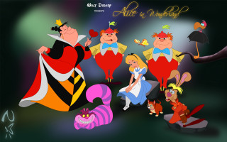 Cartoon characters alice in wonderland - a group of cartoon characters free wallpaper