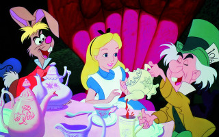 Alice muppets tea table pink - psychedelic art free wallpaper