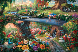 Fairy land river flowers fairy - kinkade free wallpaper