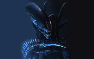 Alien knife blue background black - alien free wallpaper
