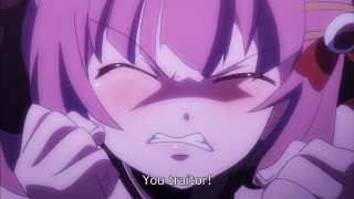 Girl purple hair frown caption - u free wallpaper
