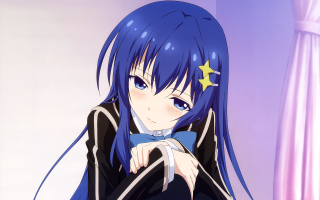Girl blue hair bow tie 4 - aguri uchida free wallpaper