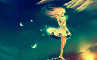 Girl white dress wings hill - firefly free wallpaper