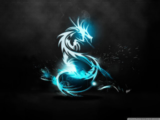 Blue black dragon black background 8 - dragon art free wallpaper