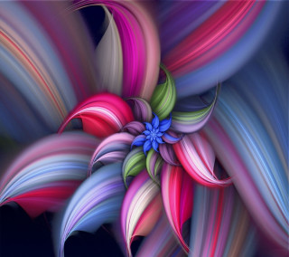 Colorful flower blue center multicolored - abstract art free wallpaper