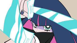 Cartoon blue pink hair black - tie free wallpaper
