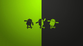 Green black wall skateboarder robot - wall free wallpaper