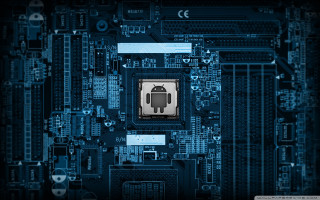 Computer board robot blue background - free technology wallpaper