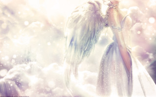 Woman white dress angel wings 3 - matte fantasy painting free wallpaper