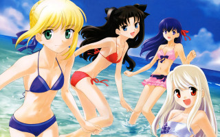 Girls bikinis beach water cat - a group of girls free wallpaper