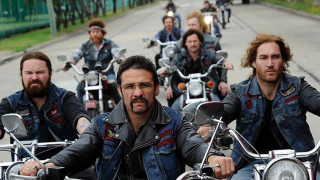 Men motorcycles street line denim - viennese actionism free wallpaper