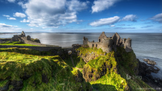 Castle cliff ocean boat sunny - david paton free wallpaper