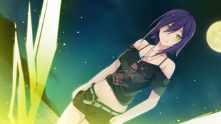 Purple hair girl fullmoon green - purple hair free wallpaper for desktop