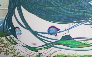 Woman long hair blue eyes 2 - a painting of a woman free wallpaper