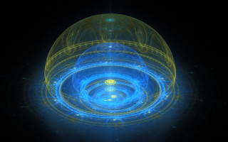 Blue yellow object hologram planet - a yellow circle free wallpaper