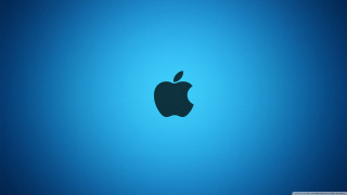 Apple logo blue background shadow - beeple free wallpaper