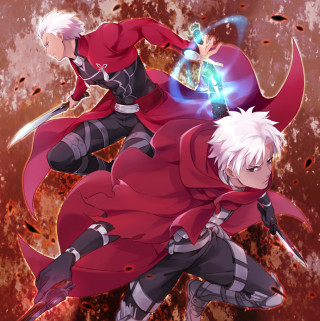 Anime characters red outfits swords - ufotable free wallpaper