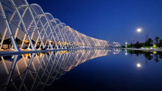 Building water night full moon - constantine andreou free wallpaper