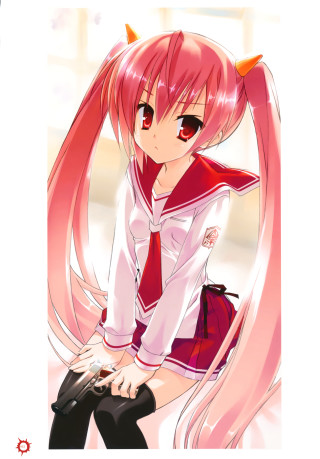 Girl pink hair red bow - a red bow tie free wallpaper