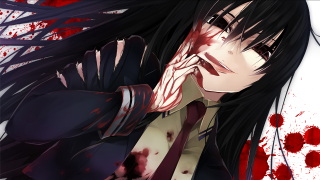 Woman long black hair blood - destructive free wallpaper