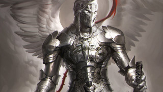 Knight with wings sword in - wing and a sword free wallpaper