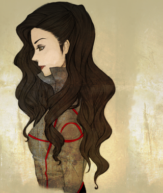 Woman long hair red ribbon - a red ribbon free wallpaper