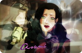 Woman green eyes black jacket - a man in the background free wallpaper
