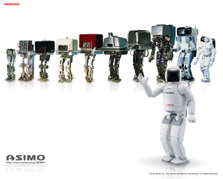 Robot holding objects computer monitor - different free wallpaper