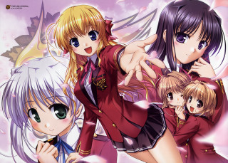 Anime girls long hair blue 29 - a picture together in front free wallpaper