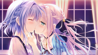 Girl long hair ponytail looking 2 - a window behind her free wallpaper