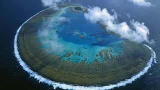Small island ocean clouds blue - a small island in the middle of the ocean free wallpaper