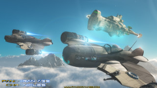 Futuristic flying vehicles sky clouds 2 - derold page free wallpaper