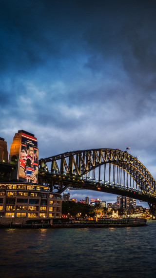 Bridge cityscape night water reflection 2 - australian tonalism free wallpaper
