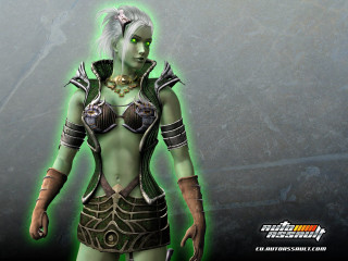 Woman green outfit green light - aaa game free wallpaper