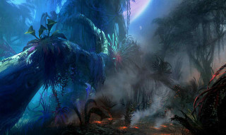 Forest fire smoke rainbow painting - a painting of a forest free wallpaper