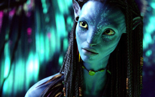 Woman green eyeyes blue costume - neoprimitivism free wallpaper