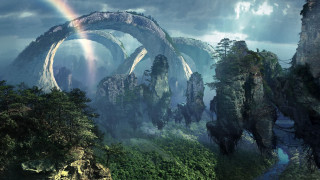 Rainbow mountain sky shining above - a rainbow in the sky above free wallpaper