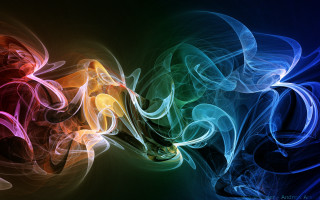Colorful smoke swirls black background - an airbrush painting free wallpaper for desktop