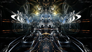 Futuristic black gold accents white - biomechanical free wallpaper